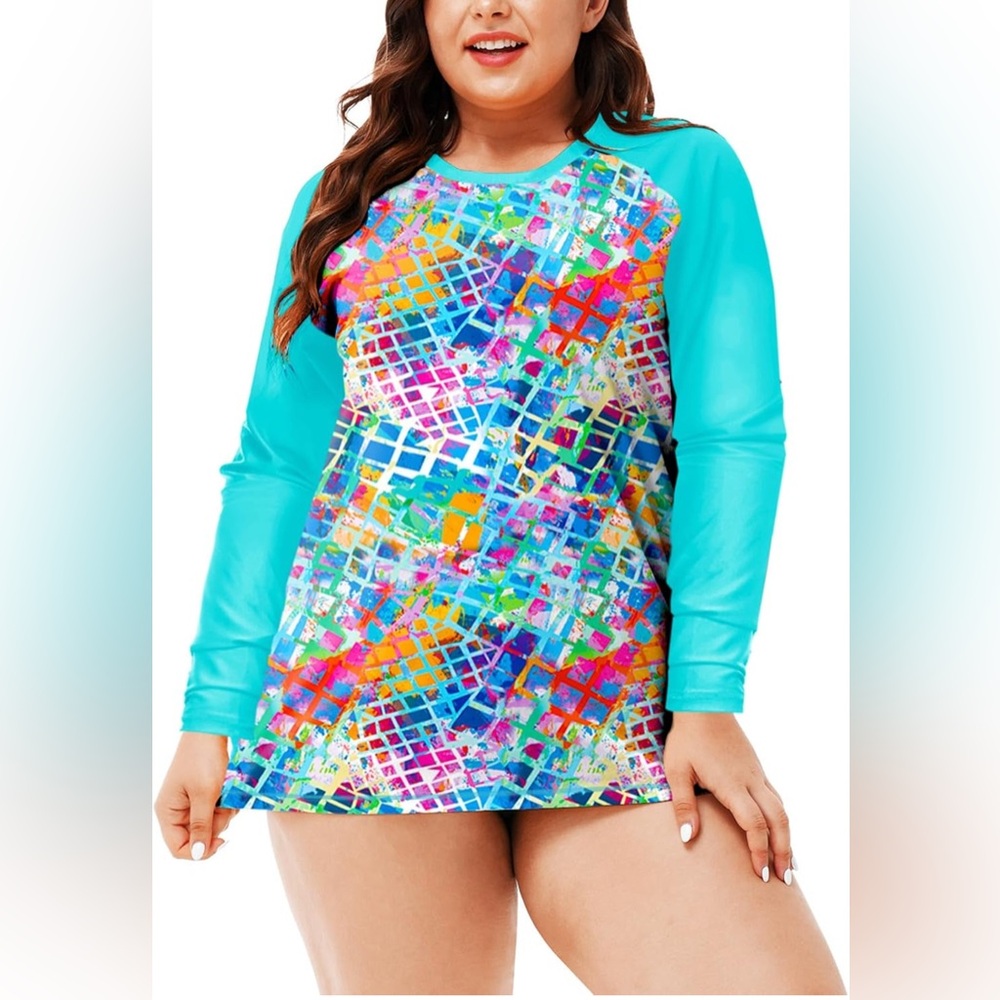 Deerose Women UPF 50 Rash Guard Long Sleeve Plus Size Swim Shirts NWT